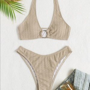 Tan Halter Swim Suit. Summer Must Have